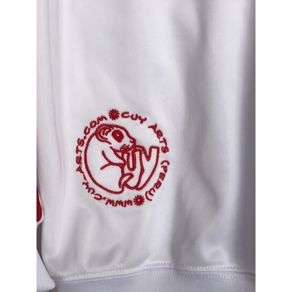Cuy-Arts White & Red Lined Track Jacket Peru Llama Zip Front Long Sleeve - Picture 4 of 6